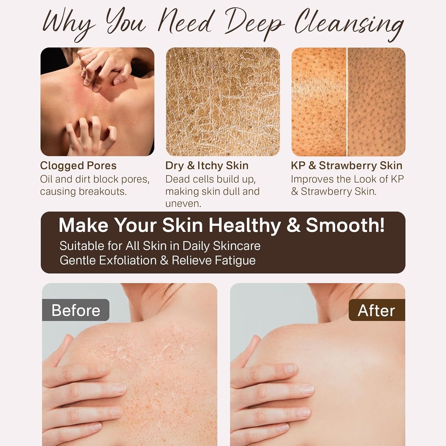 Exfoliating Glove 2 Pack, Korean Exfoliating Mitt, Body Scrubber Exfoliator