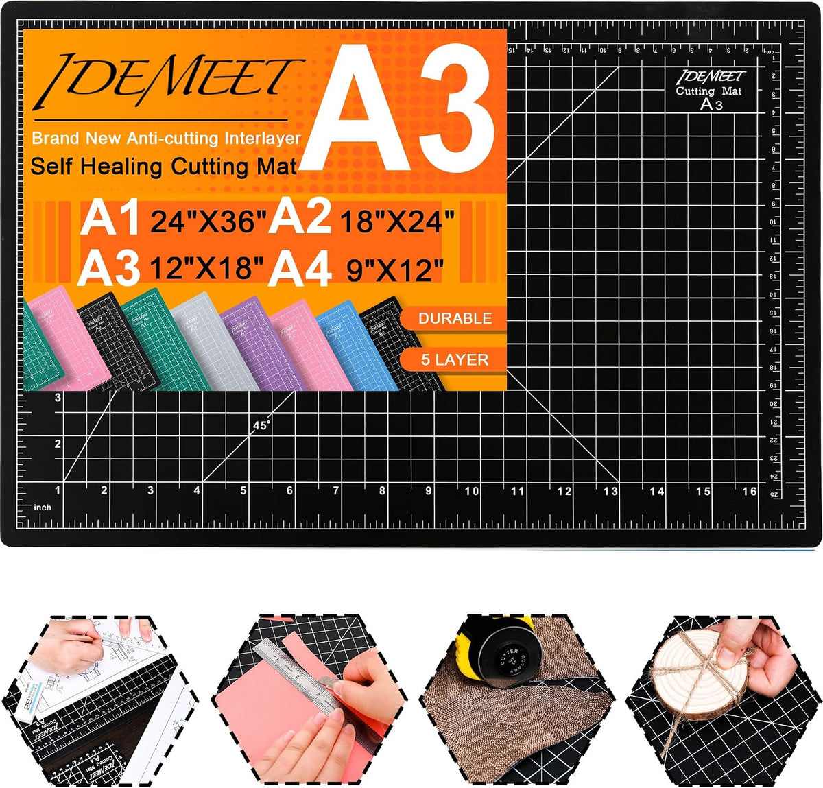 Idemeet self-healing cutting mat in black