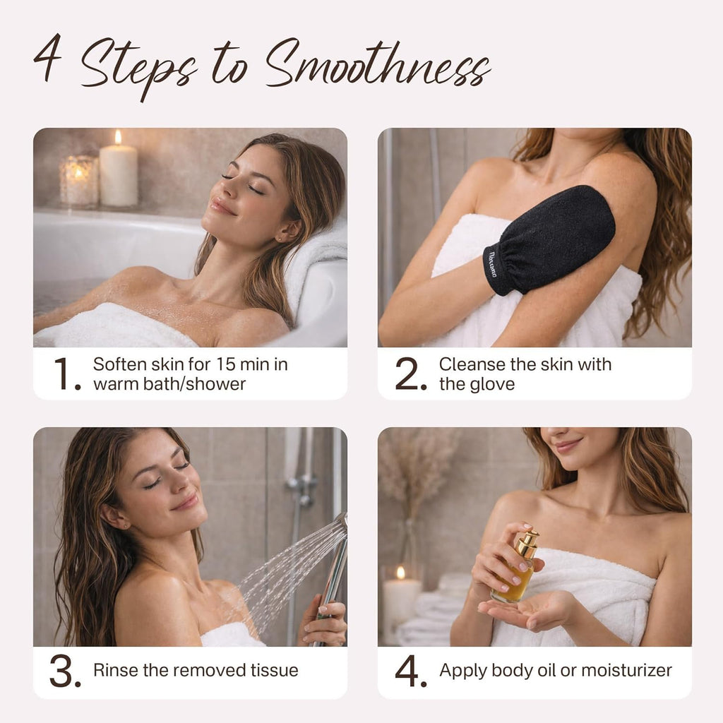 Exfoliating Glove 2 Pack, Korean Exfoliating Mitt, Body Scrubber Exfoliator