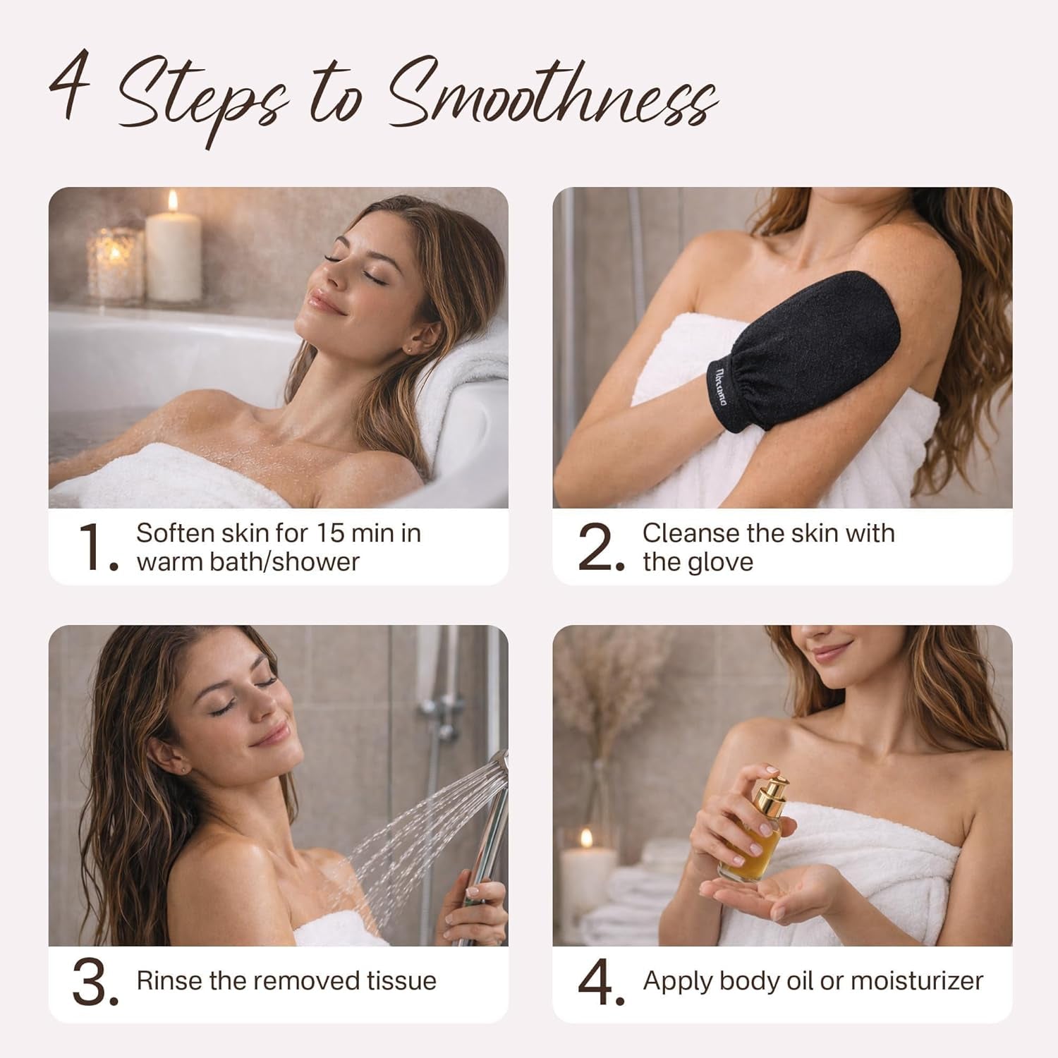 Exfoliating Glove 2 Pack, Korean Exfoliating Mitt, Body Scrubber Exfoliator