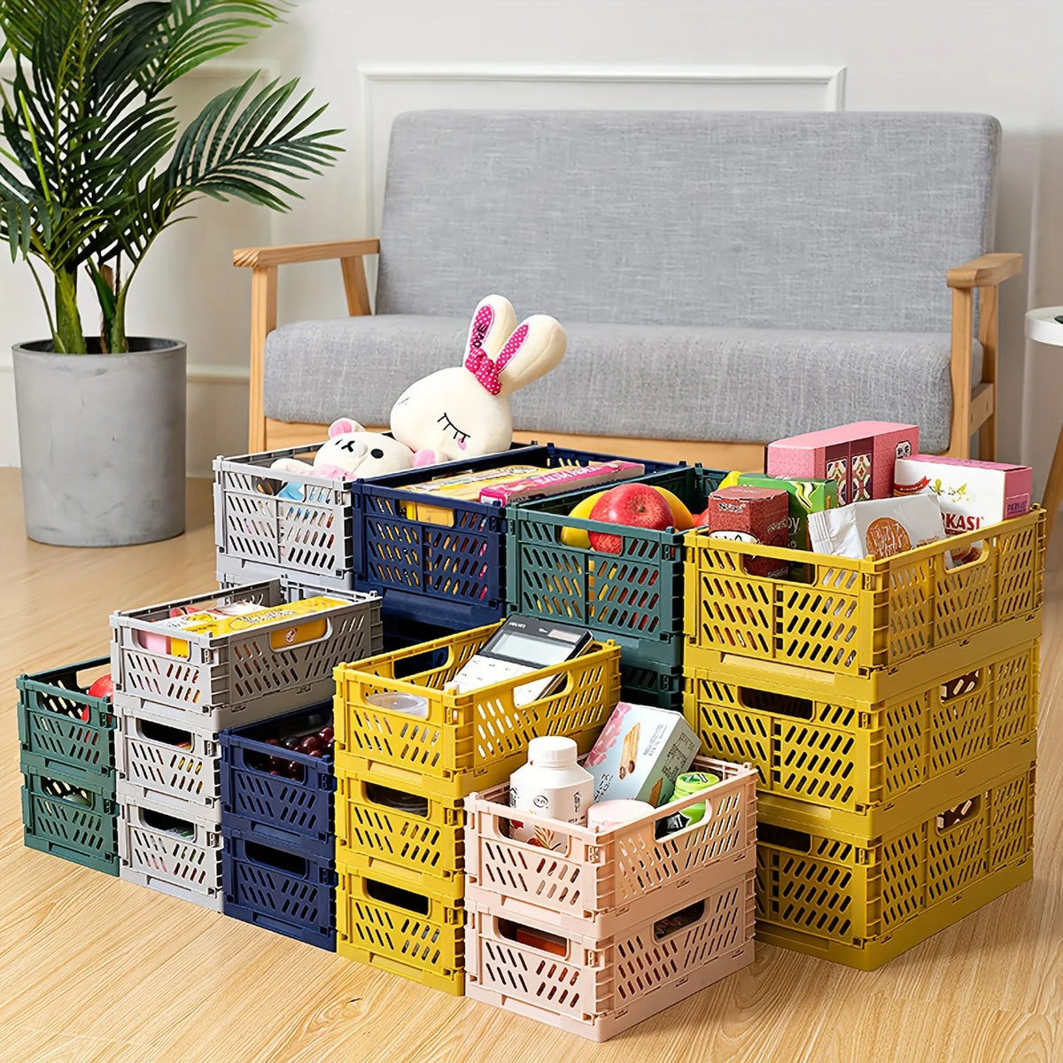 Foldable stacking crate