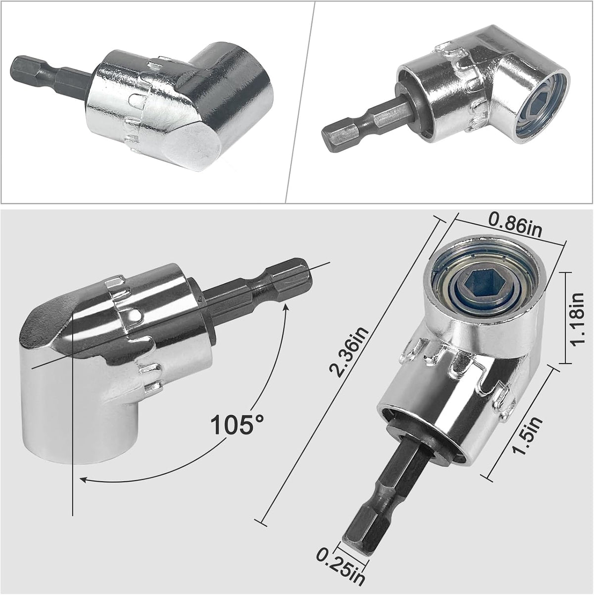 3-In-1 Right Angle Drill Attachment Kit for Tight-Space Drilling